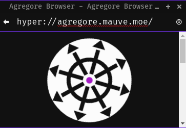 Screenshot showing Agregore Browser loading a hyper:// URL
